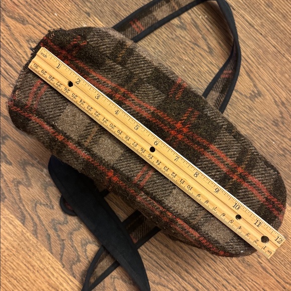 Johnson woolen mills purse made in Vermont brown orange wool plaid medium NEW - Picture 9 of 16